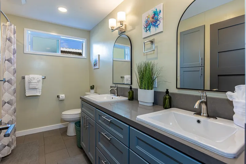 Large Bathroom Central to All Rooms — Authentic 3BR Duplex, Wailuku