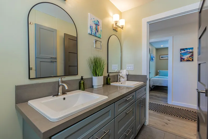Dual Vanity to Help with Getting Beach Ready — Modern 3BR Home, Wailuku